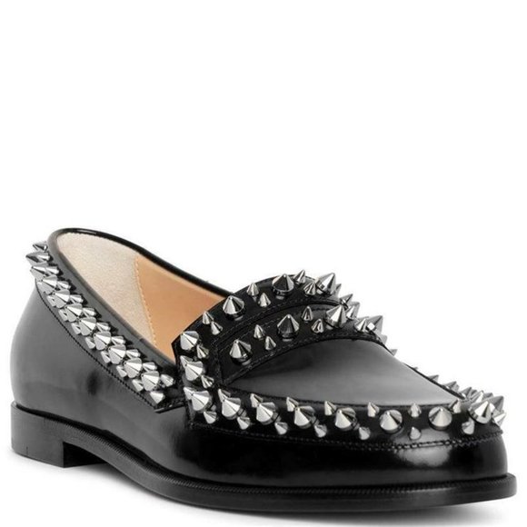 Christian Louboutin Rolling Nappa Spikes Loafers in Black